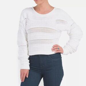 Helmut Lang Pullover Chunky Knit White Sweater Cropped Stretch Size Small Womens